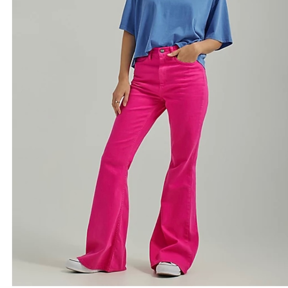 Lee pink flare leg jeans